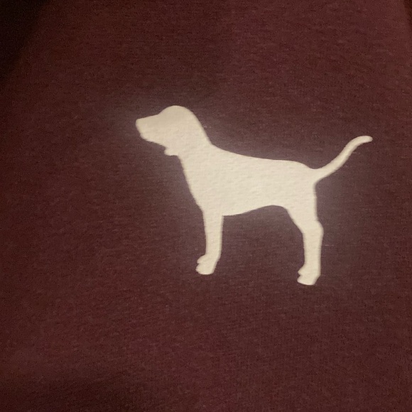 Small PINK Victoria's Secret PINK-Nation Maroon and Ivory Top with Dog Logo - Picture 3 of 11